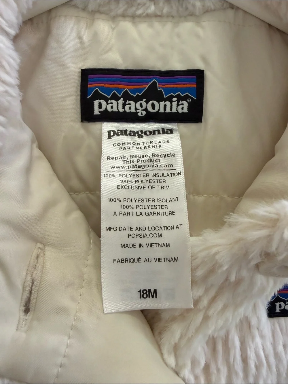 Patagonia Kids Plush Hooded Jacket in Cream